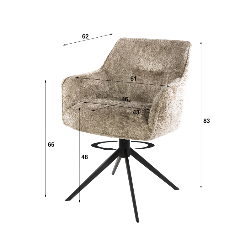 Fauteuil pivotant moderne pour salle à manger - Eliot