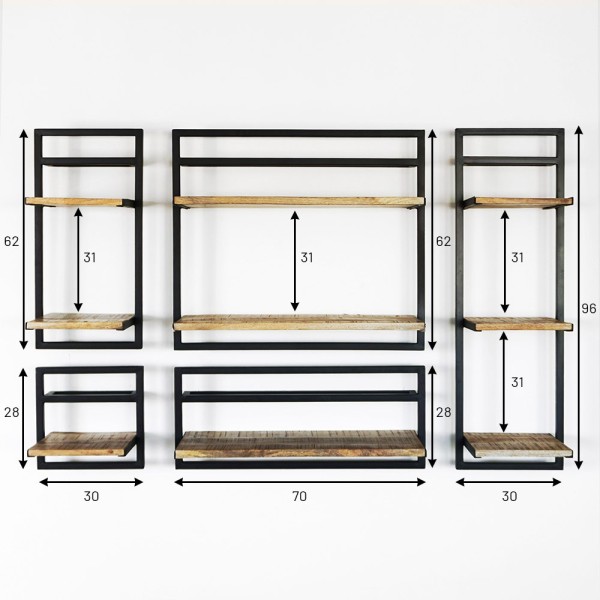 Lot de 5 étagères murales - Selfsh