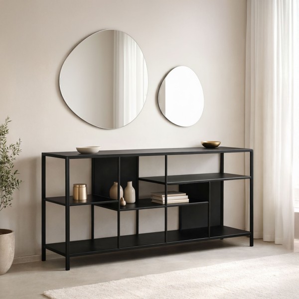 Étagère en métal noir 140 x 75 cm - New York