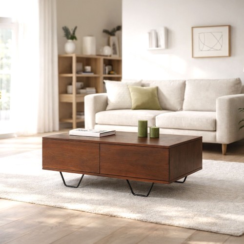 Table basse en bois massif de teck massif - Enya