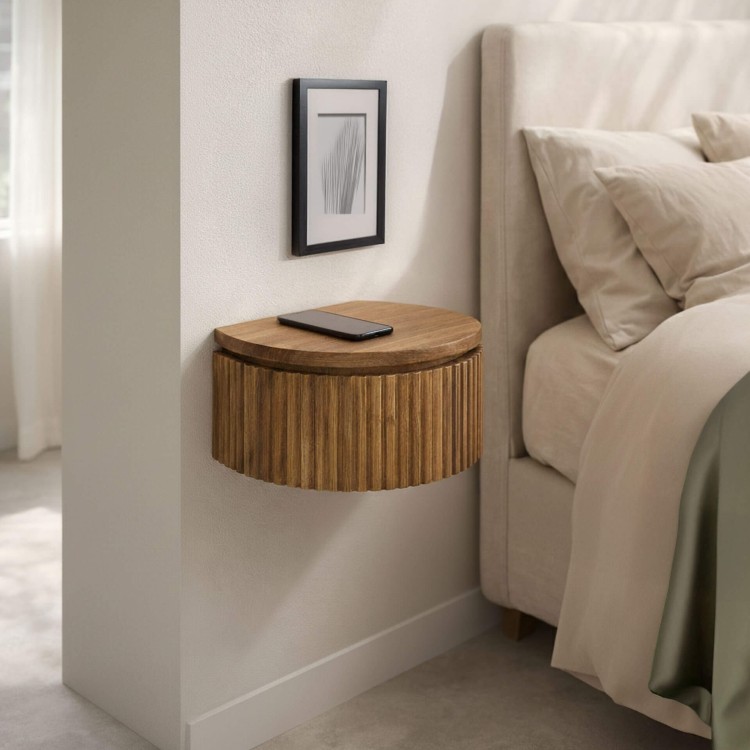 Table de chevet à suspendre en bois naturel avec tiroir - Kent