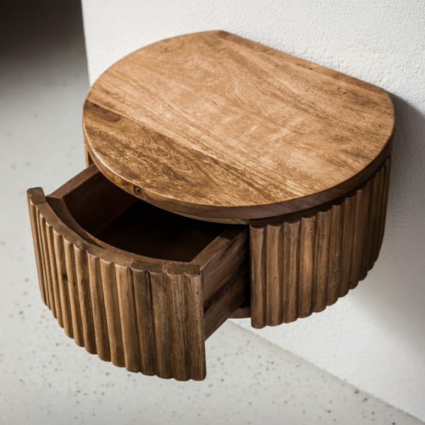 Table de chevet à suspendre en bois naturel avec tiroir - Kent