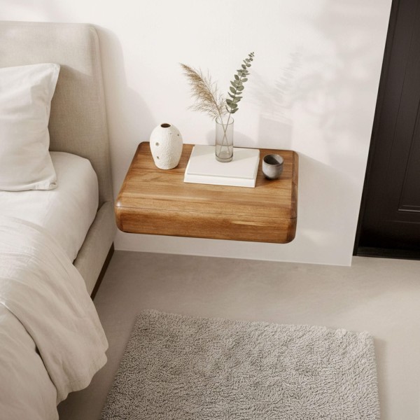 Table de chevet suspendue en bois massif avec tiroir - Elia