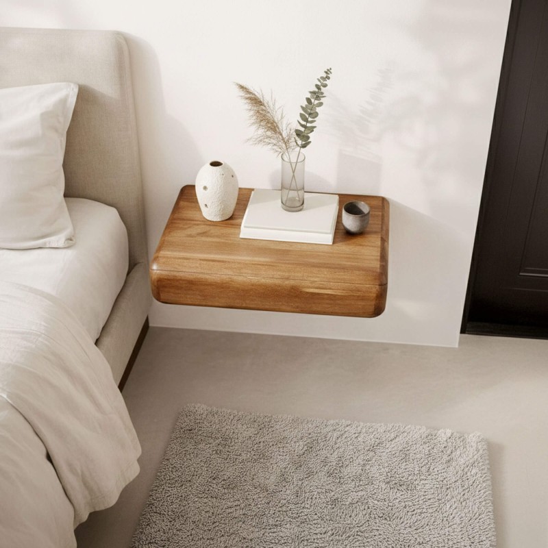 Table de chevet suspendue en bois massif avec tiroir - Elia