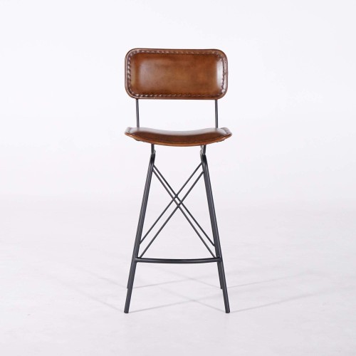Chaise de bar en cuir marron design