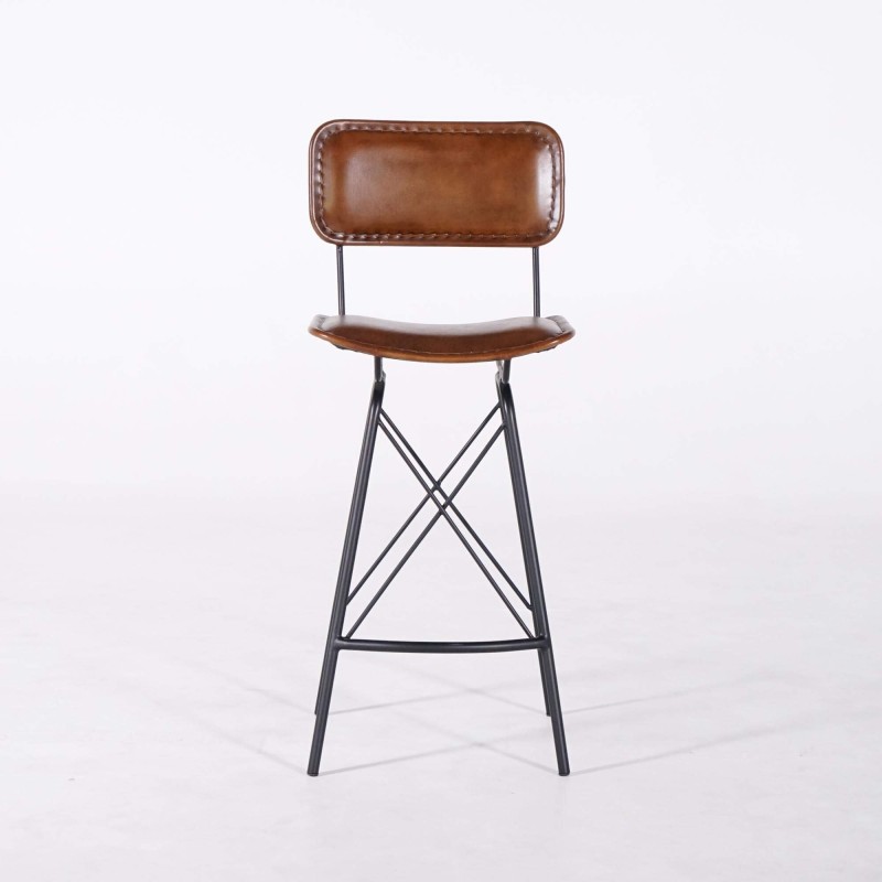 Chaise de bar en cuir marron design