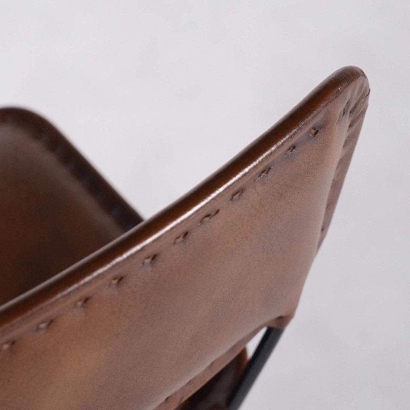 Chaise de bar en cuir marron design