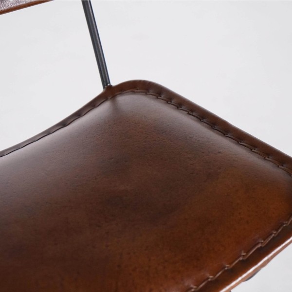 Chaise de bar en cuir marron design