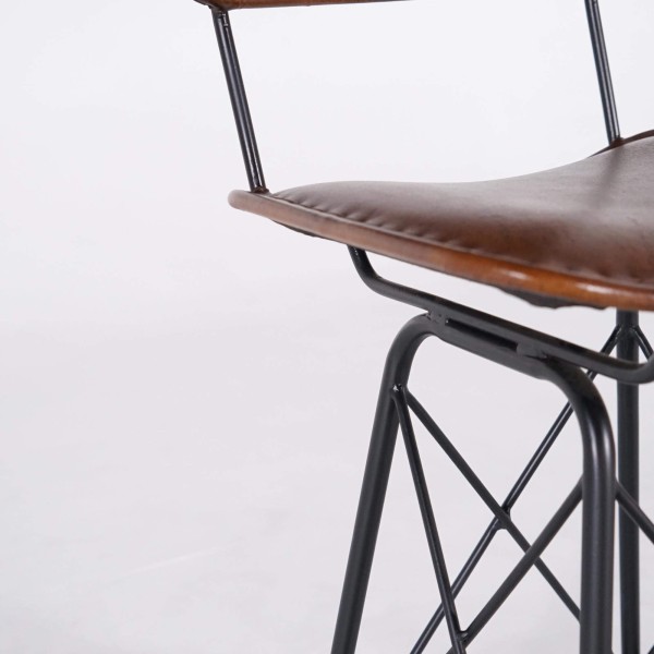 Chaise de bar en cuir marron design