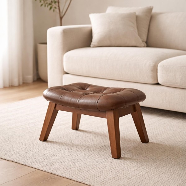 Tabouret d'appoint en cuir - Plaza