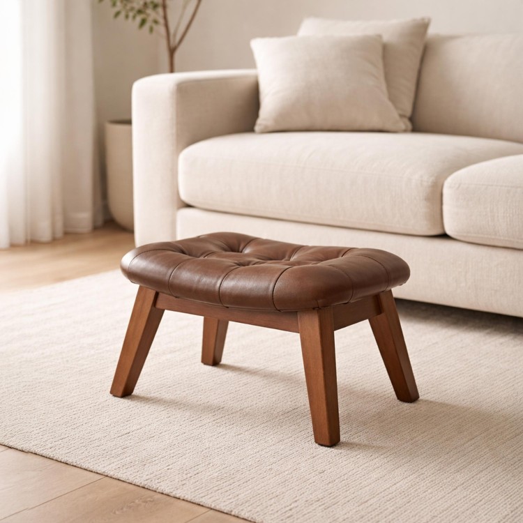 Tabouret d'appoint en cuir - Plaza