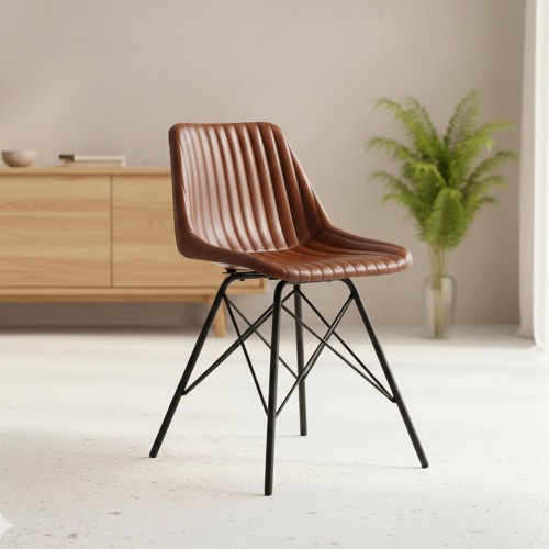 Chaise en cuir marron - Chelsea