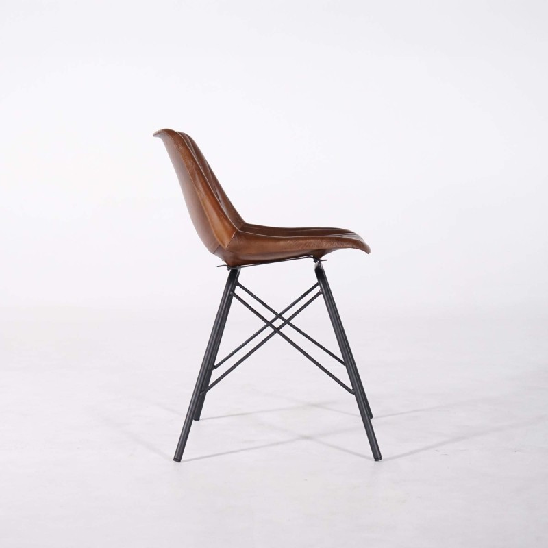 Chaise en cuir marron - Chelsea