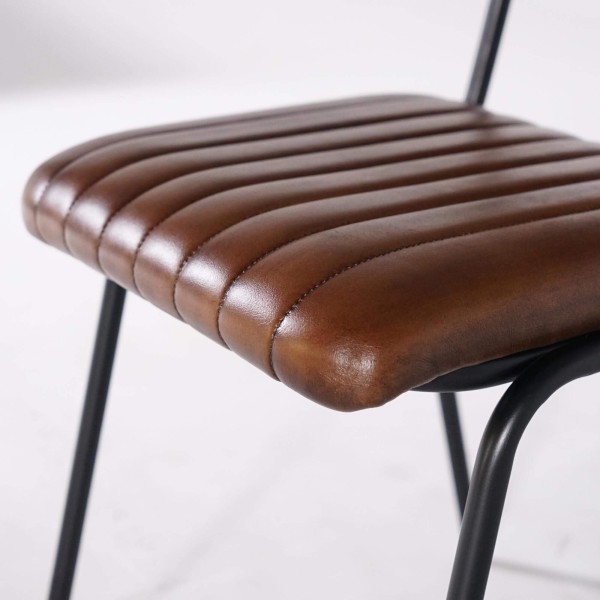 Chaise en métal et cuir naturel - Prati