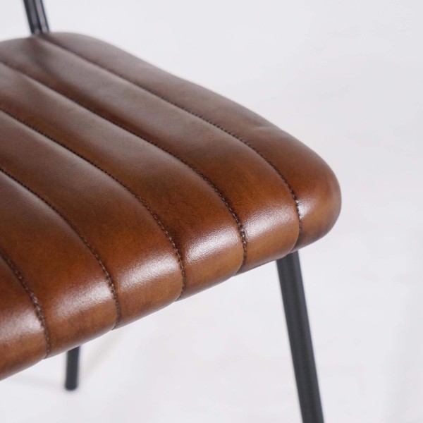 Chaise en métal et cuir naturel - Prati