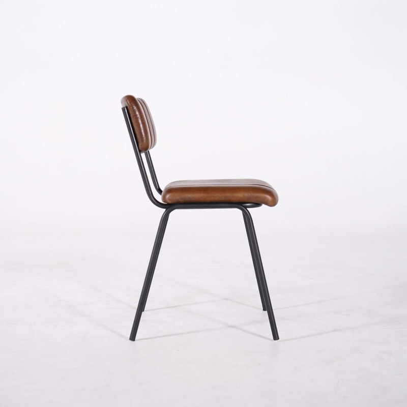 Chaise en métal et cuir naturel - Prati