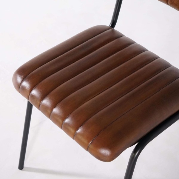 Chaise en métal et cuir naturel - Prati