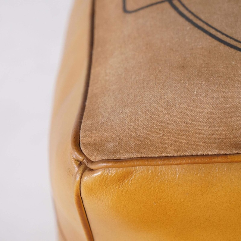 Pouf industriel en cuir "Be Yourself"