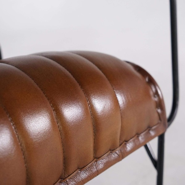 Fauteuil vintage en cuir marron 3 places - Cosy