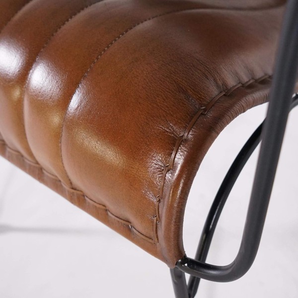 Fauteuil vintage en cuir marron 3 places - Cosy
