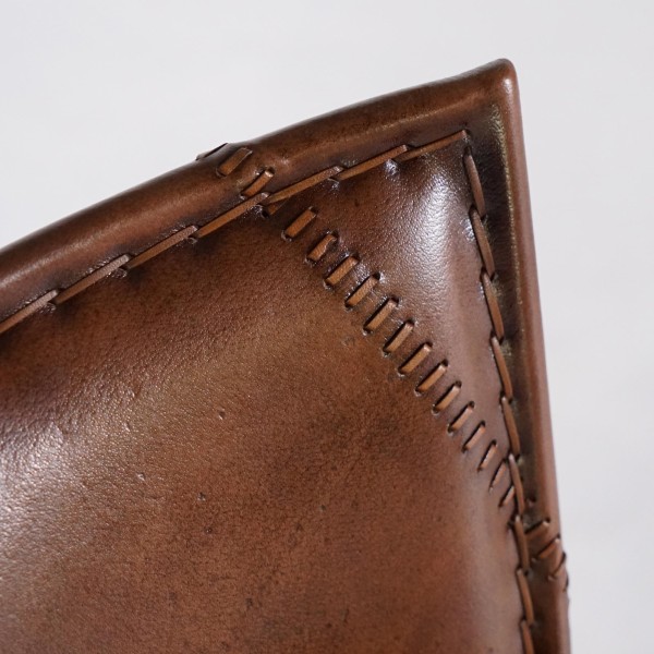 Chaise de cuisine vintage métal et cuir brune - Smart