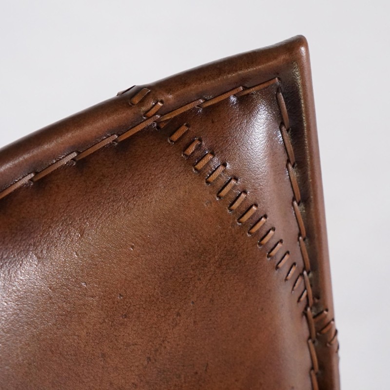 Chaise de cuisine vintage métal et cuir brune - Smart