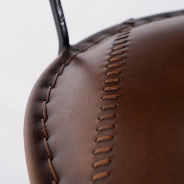 Chaise de cuisine vintage métal et cuir brune - Smart