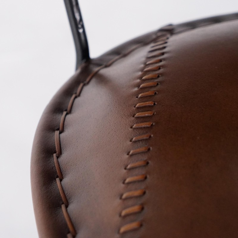 Chaise de cuisine vintage métal et cuir brune - Smart