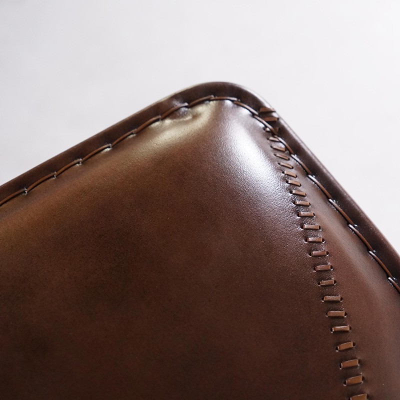 Chaise de cuisine vintage métal et cuir brune - Smart