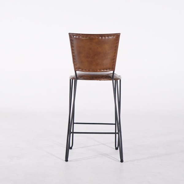 Chaise de cuisine vintage métal et cuir brune - Smart