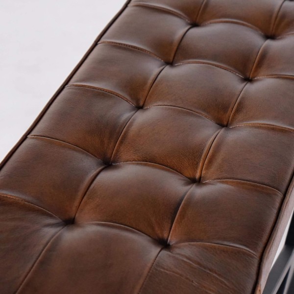 Banc en cuir naturel et métal - Clay