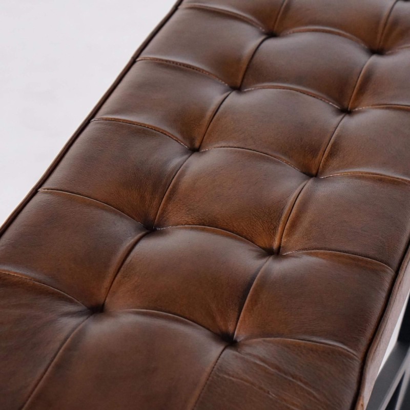 Banc en cuir naturel et métal - Clay