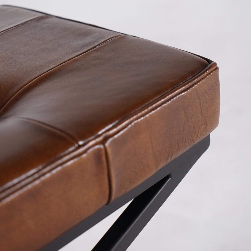 Banc en cuir naturel et métal - Clay