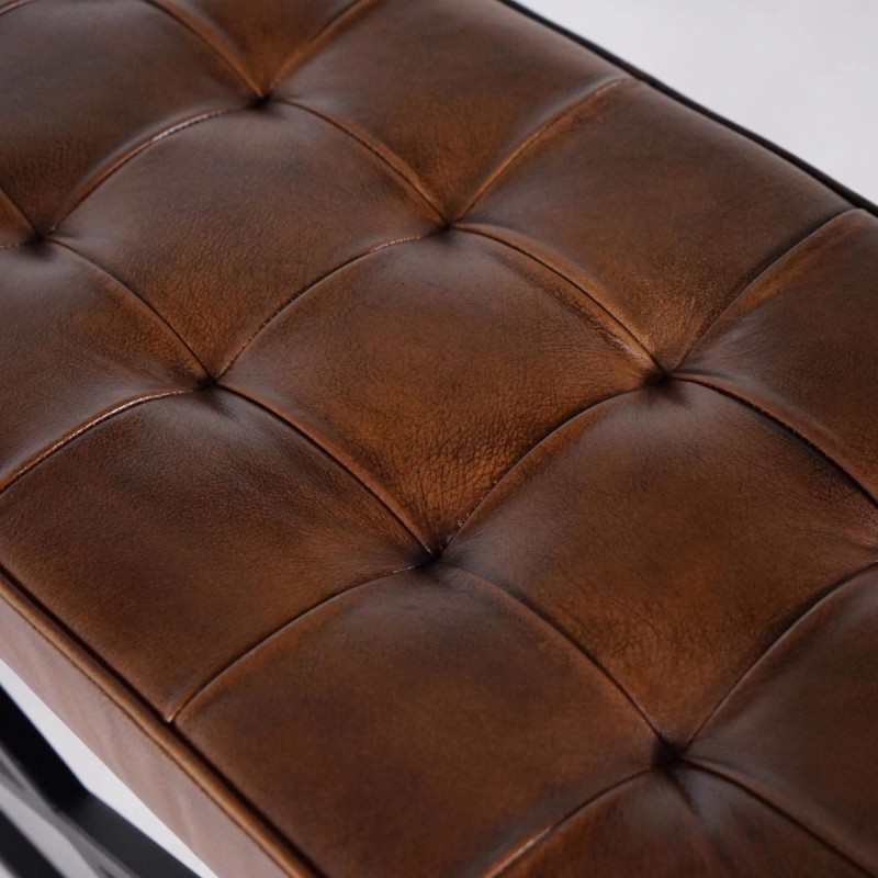 Banc en cuir naturel et métal - Clay