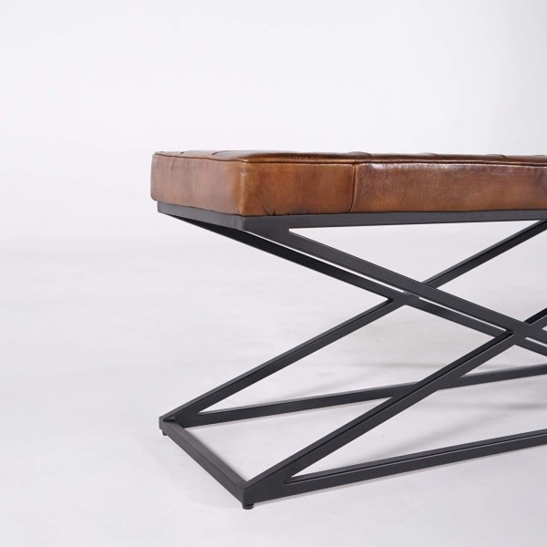 Banc en cuir naturel et métal - Clay