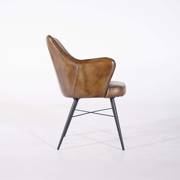 Chaise vintage en cuir avec accoudoirs - Yard