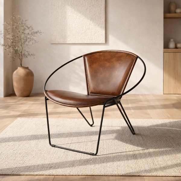 Chaise en cuir papillon - Paon