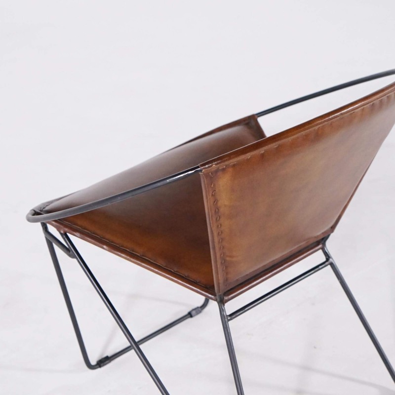 Chaise en cuir papillon - Paon