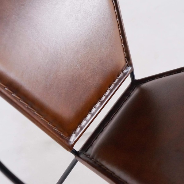 Chaise en cuir papillon - Paon