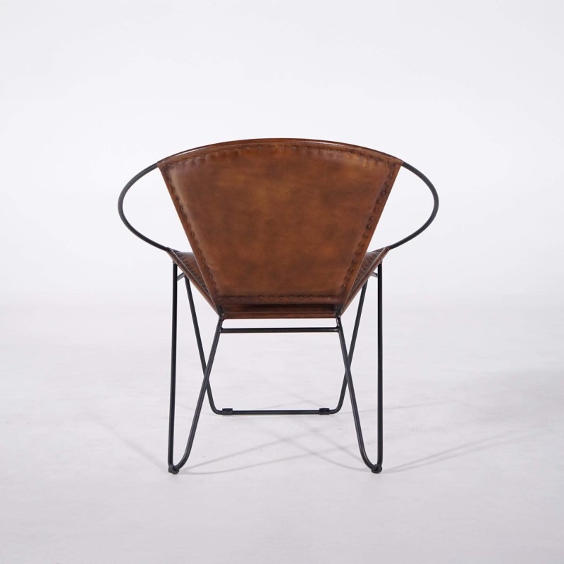 Chaise en cuir papillon - Paon