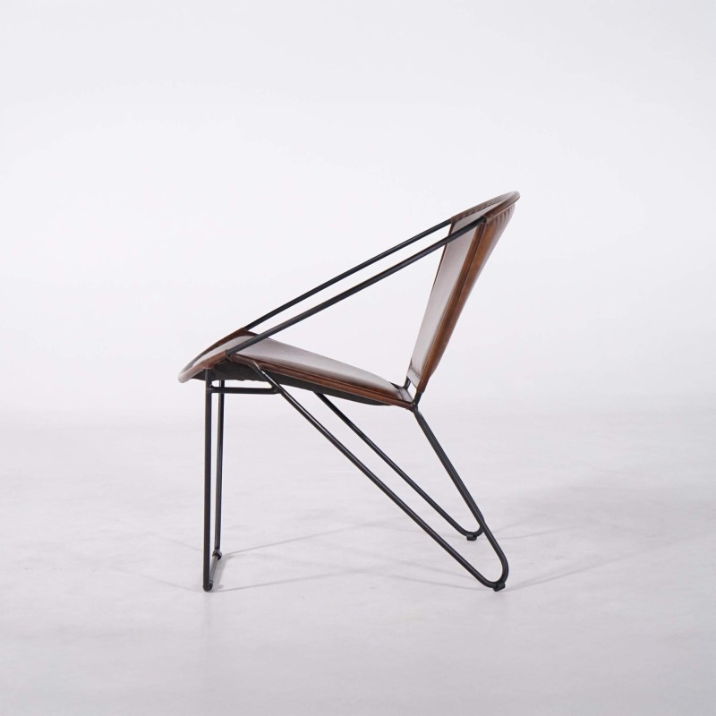 Chaise en cuir papillon - Paon