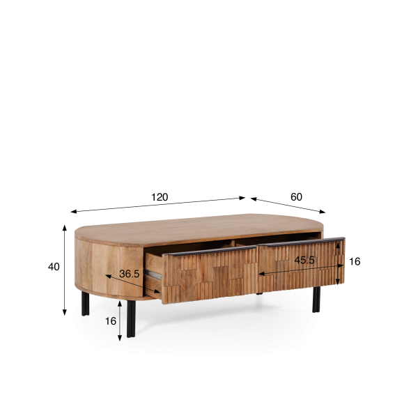 Table basse en bois de manguier massif - Uma