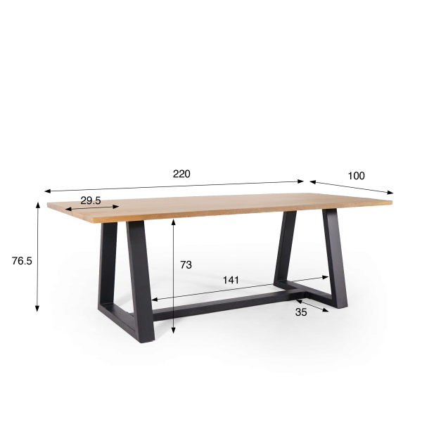 Table en bois massif de manguier 220 cm - Aurea