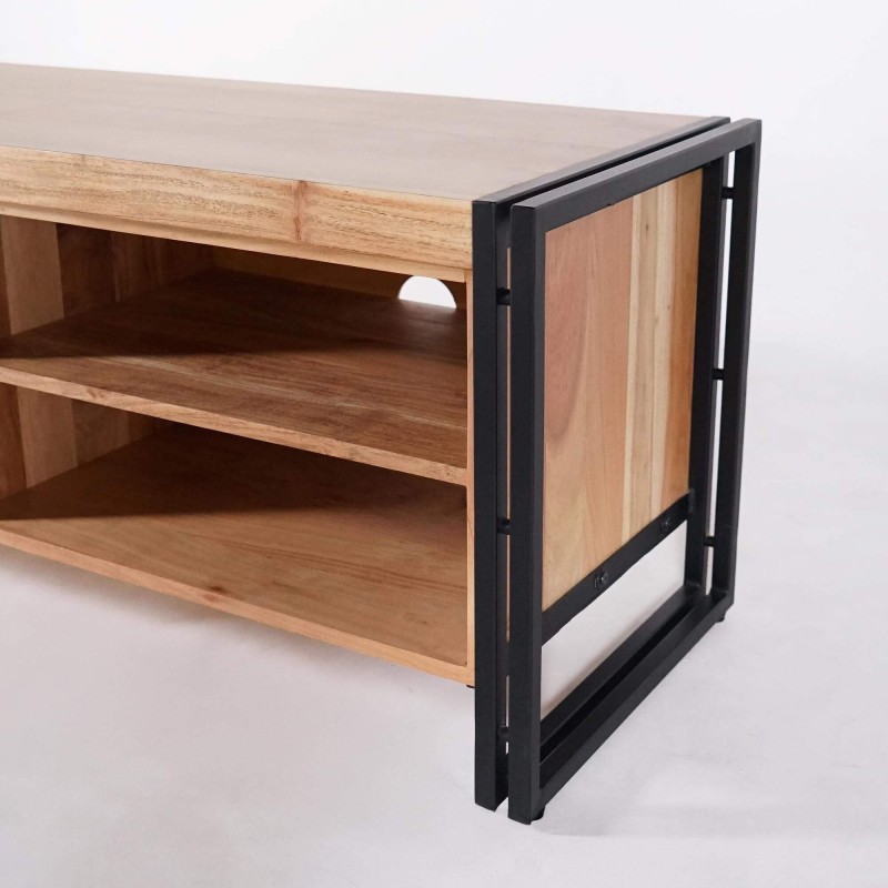 Meuble télé bois massif et métal - Liverpool