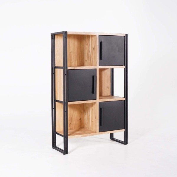 Bibliothèque bois massif et métal - Liverpool