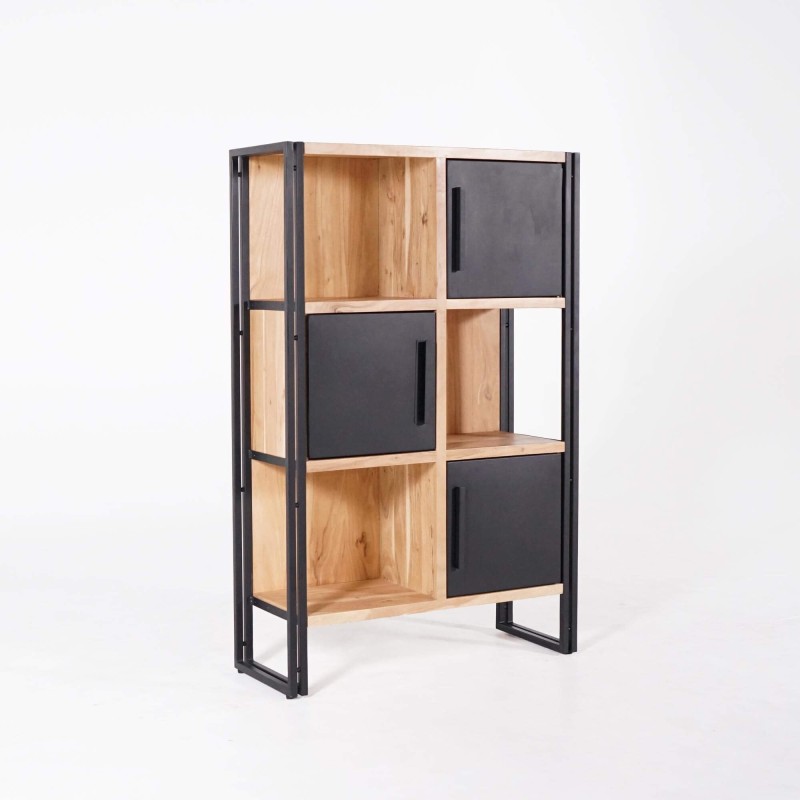 Bibliothèque bois massif et métal - Liverpool