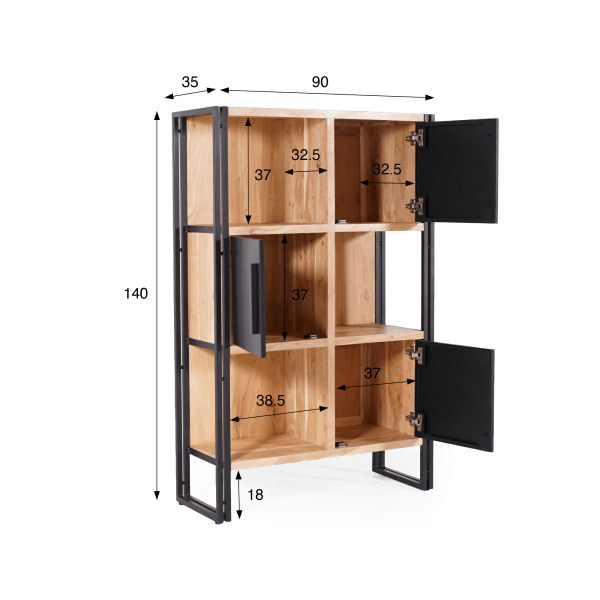 Bibliothèque bois massif et métal - Liverpool