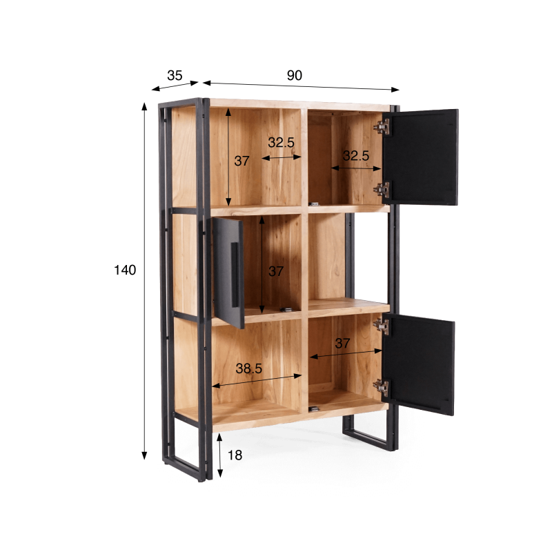 Bibliothèque bois massif et métal - Liverpool