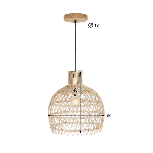 Lampe suspendue en rotin naturel - Sofia