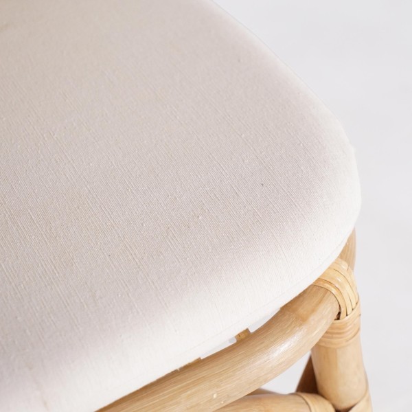 Chaise en rotin naturel et coussin beige - Louna